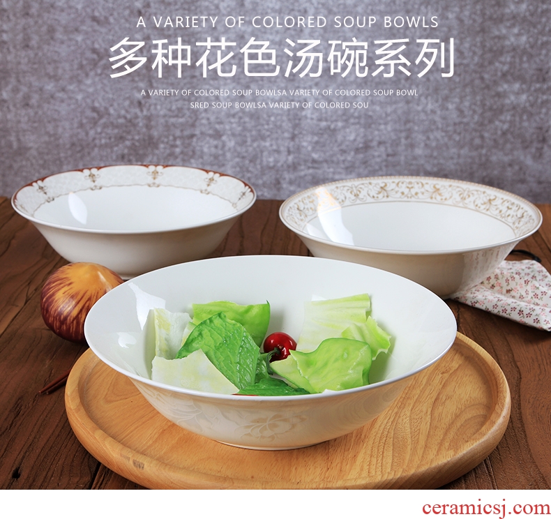 Jingdezhen ceramic household bowl bone China 9 inches large noodles soup bowl creative jobs microwave Korean dishes