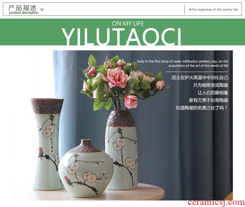 Art show contracted rural elegant hand-painted ceramic vase suit jingdezhen porcelain desktop furnishing articles in the living room