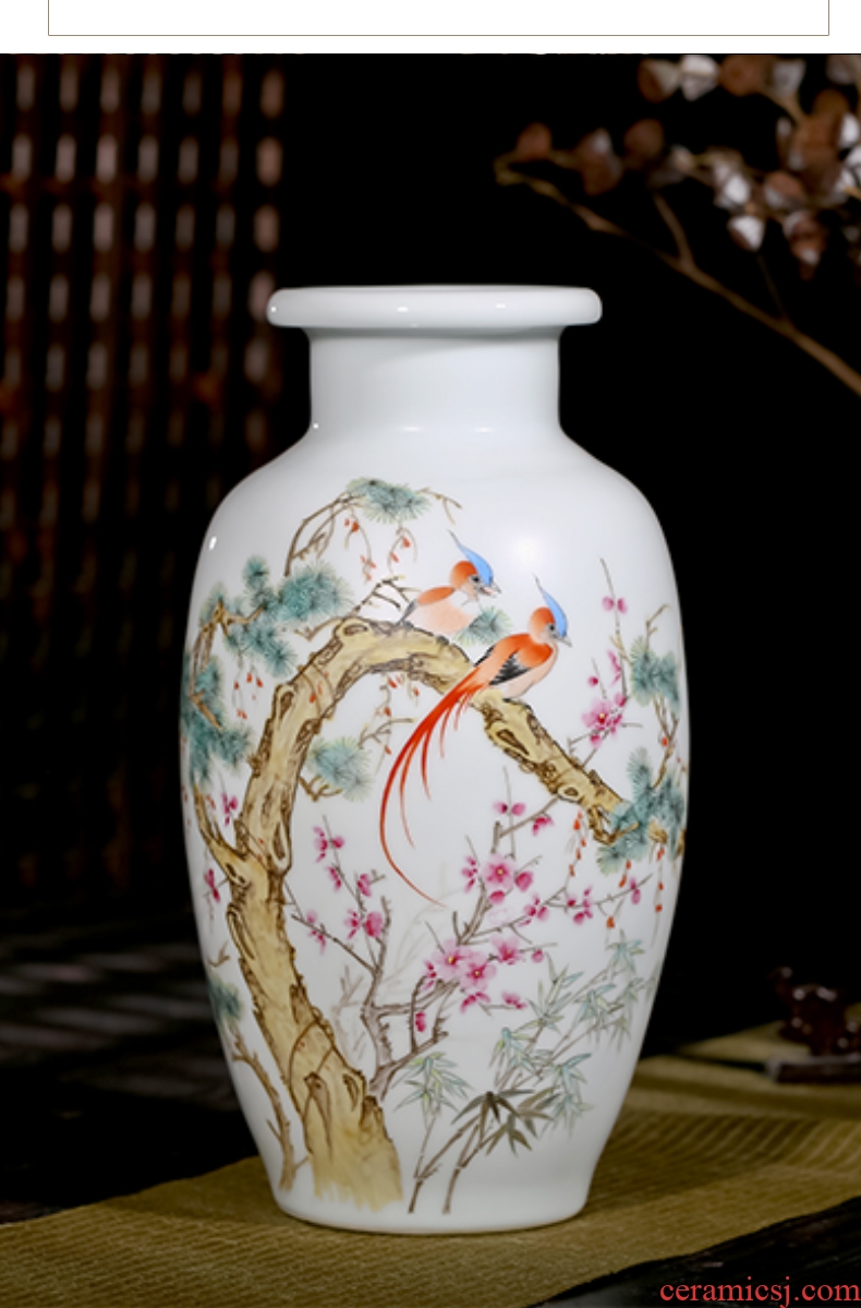 Jingdezhen ceramics hand-painted enamel vase flower arranging ShouRui figure Chinese style living room home furnishing articles