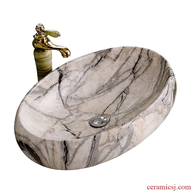 Basin stage basin oval imitation marble ceramic European household toilet stage basin art the pool that wash a face basin that wash a face