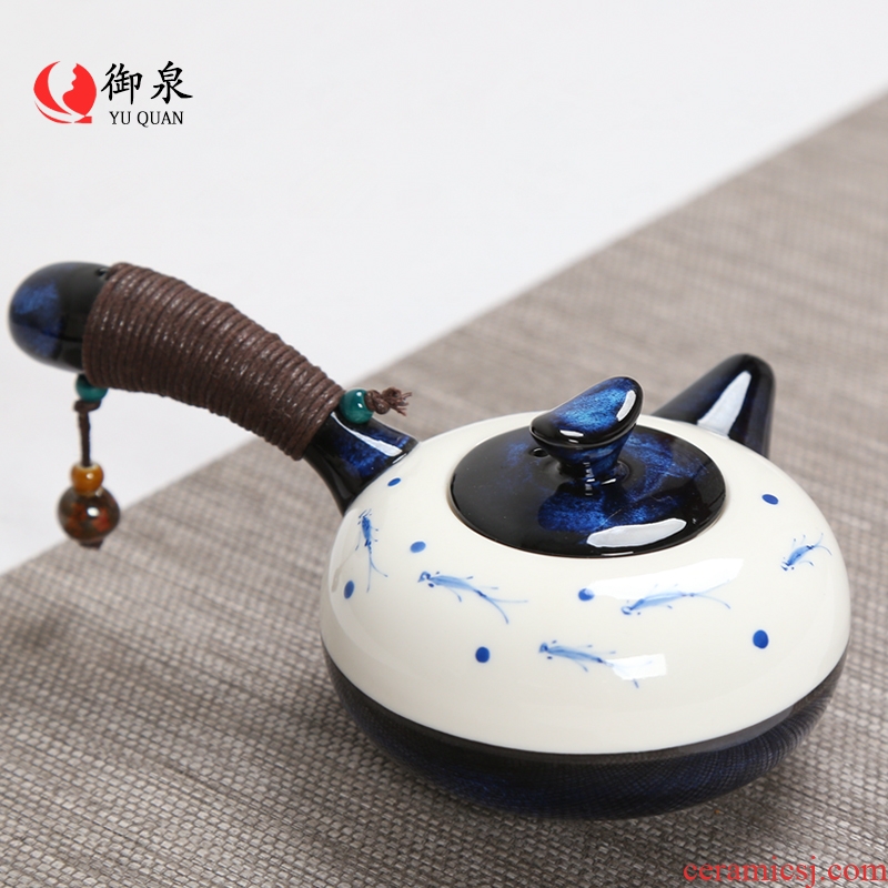 Imperial springs hand-painted ceramic teapot home side of kung fu tea set of filter tea pure manual put the pot of single pot of Japanese
