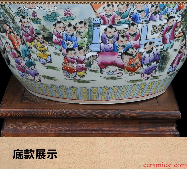 Jingdezhen ceramics antique hand-painted famille rose in the spring of the ancient philosophers make figure cylinder living room TV cabinet handicraft furnishing articles