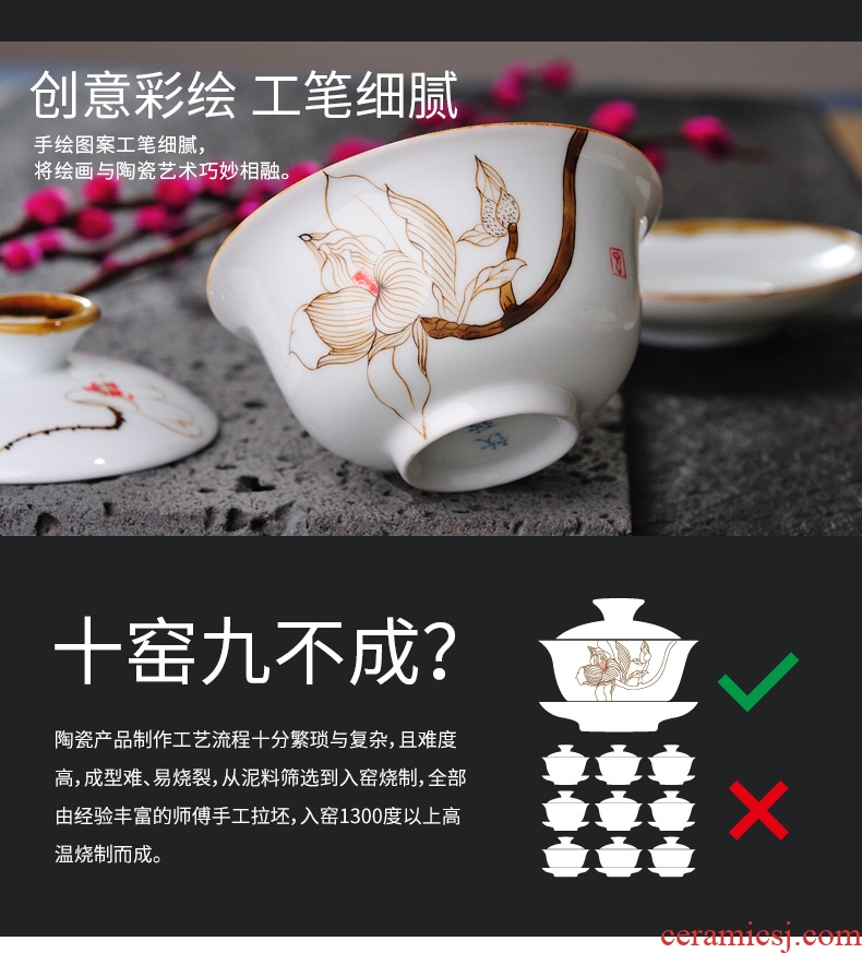 Drink to jingdezhen size tureen single white porcelain cups thin foetus tea bowl three glass ceramic kung fu tea set