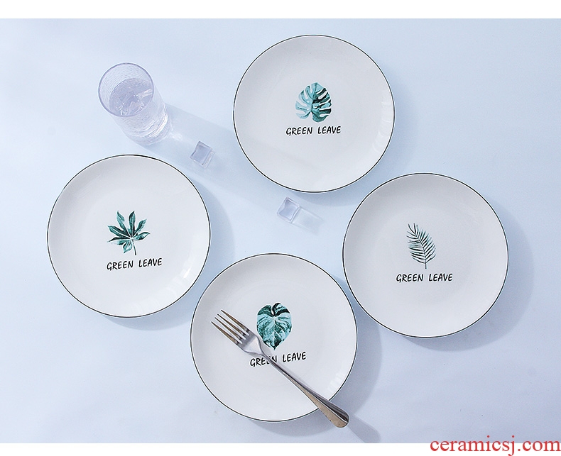 Jingdezhen ceramic dishes suit household bone porcelain tableware three-piece early combination Korean contracted to eat bread and butter plate