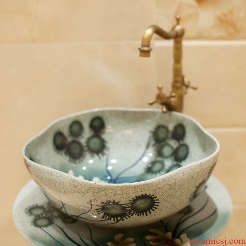 M beautiful hand-painted pillar basin ceramic art basin sink basin elegant dandelion