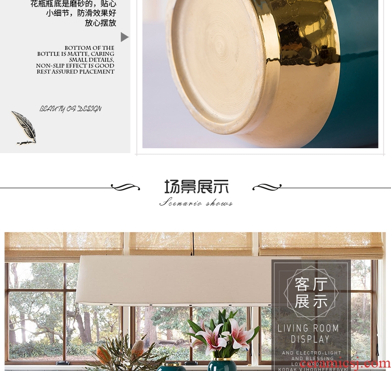 New home sitting room adornment of jingdezhen ceramic vases, creative home furnishing articles into dry vase decoration three-piece suit