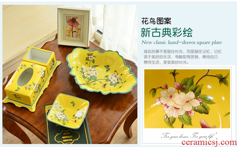 Murphy American country ceramic big compote Chinese snacks home sitting room tea table tissue box ashtray suits