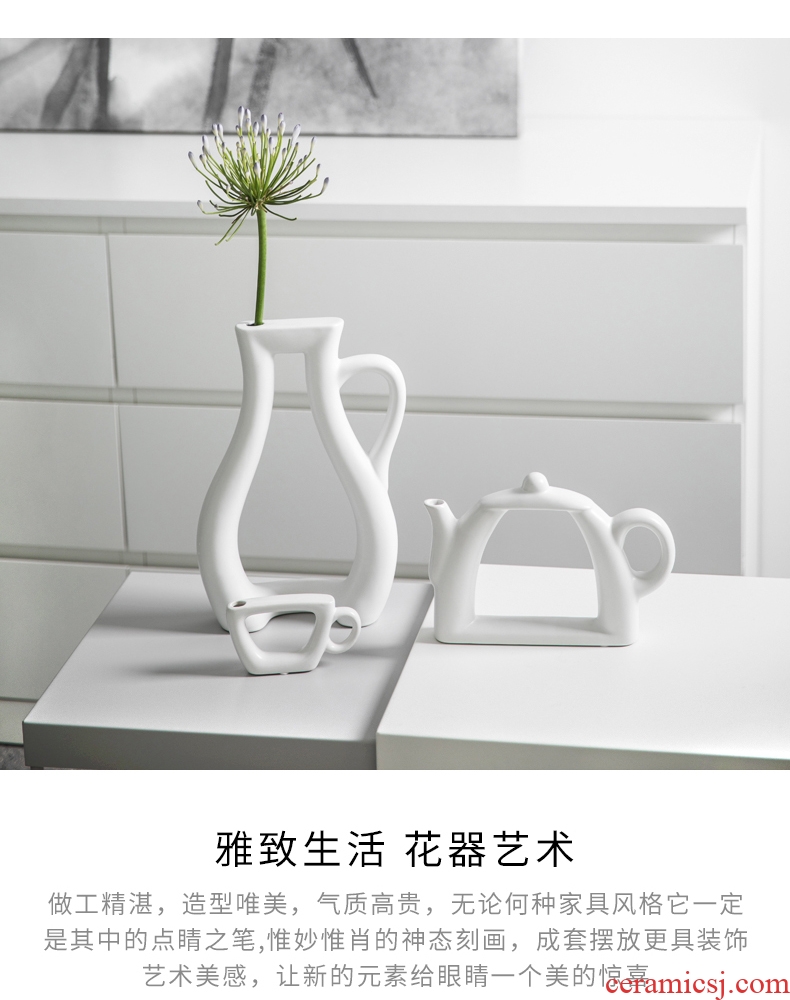Nordic ins contracted wind vase furnishing articles sitting room flower arranging study adornment ark ceramic vases, flower vase the teapot