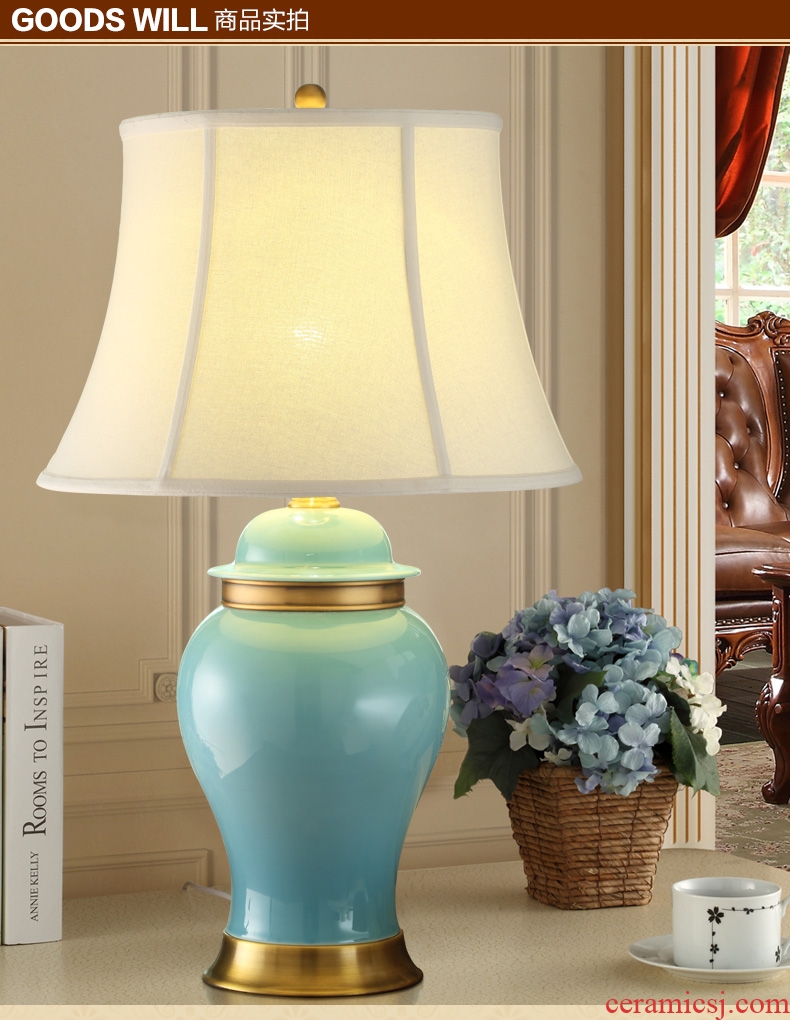 Santa marta tino european-style full copper ceramic desk lamp sitting room large light blue ice crack desk lamp of bedroom the head of a bed of pure copper