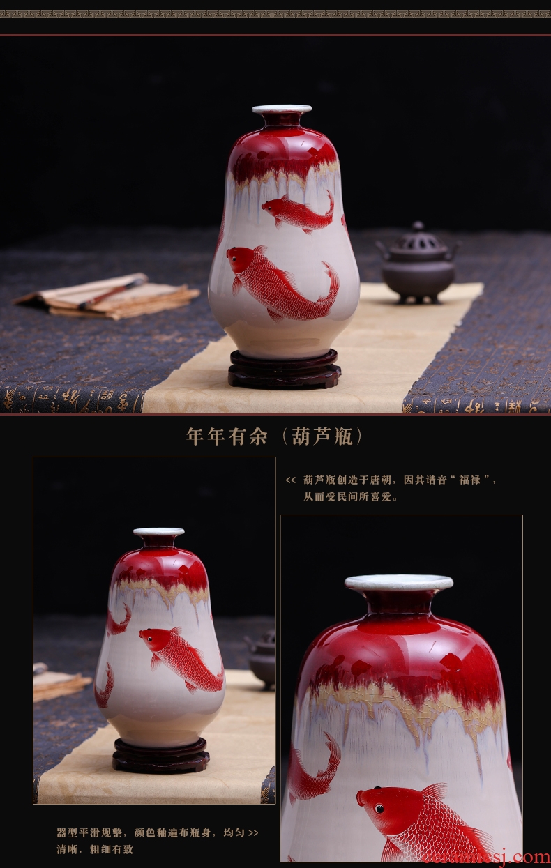 Creative jingdezhen ceramics kiln crack glaze vase flower arranging new Chinese wine rich ancient frame is placed in the living room