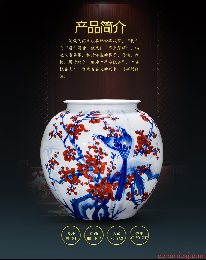 Jingdezhen ceramics pot-bellied pot vase master Chinese antique hand-painted porcelain home sitting room adornment is placed