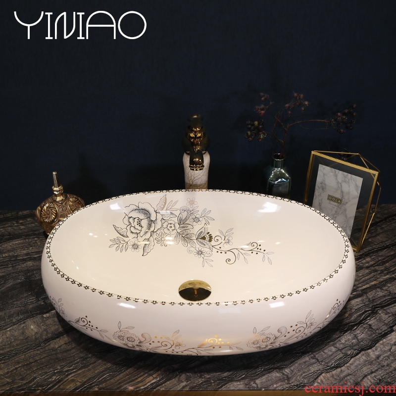 European art stage basin oval American ceramic lavatory sink jingdezhen hand washing dish basin on stage