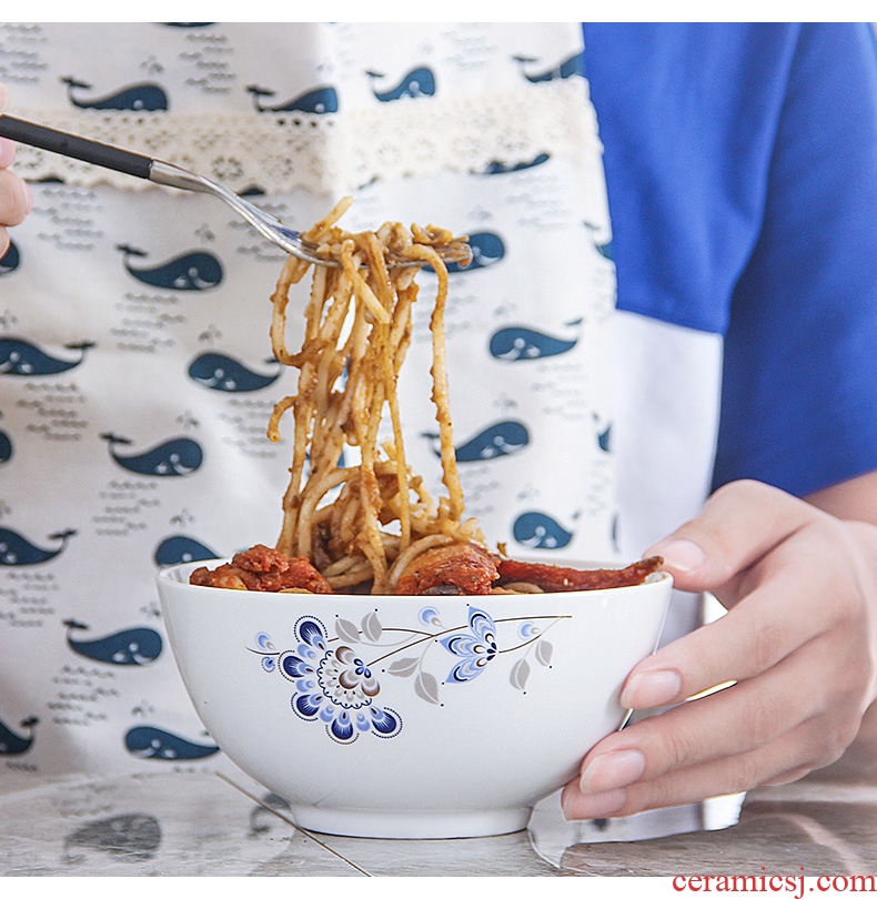 Bone bowls with 6 inches rainbow noodle bowl of jingdezhen ceramic tableware creative contracted the hot soup bowl large bowl