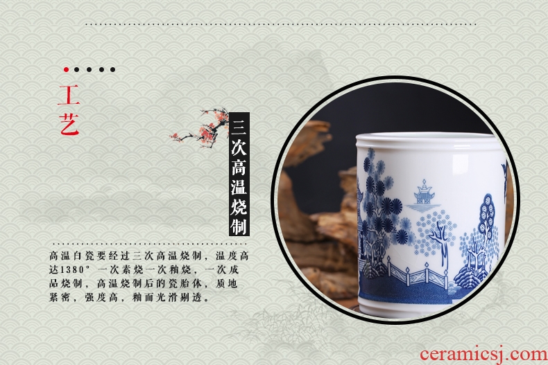 Red leaves of jingdezhen tea service in-glazed porcelain white porcelain cup five head office stationery pen container suit everyday gifts