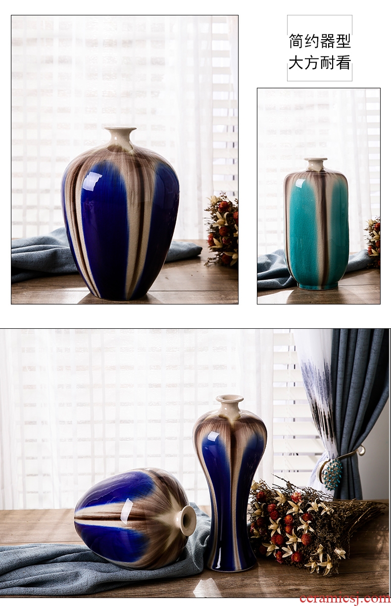 Jingdezhen ceramic plug stem vases furnishing articles blue contracted Europe type TV ark creative home sitting room adornment ornament