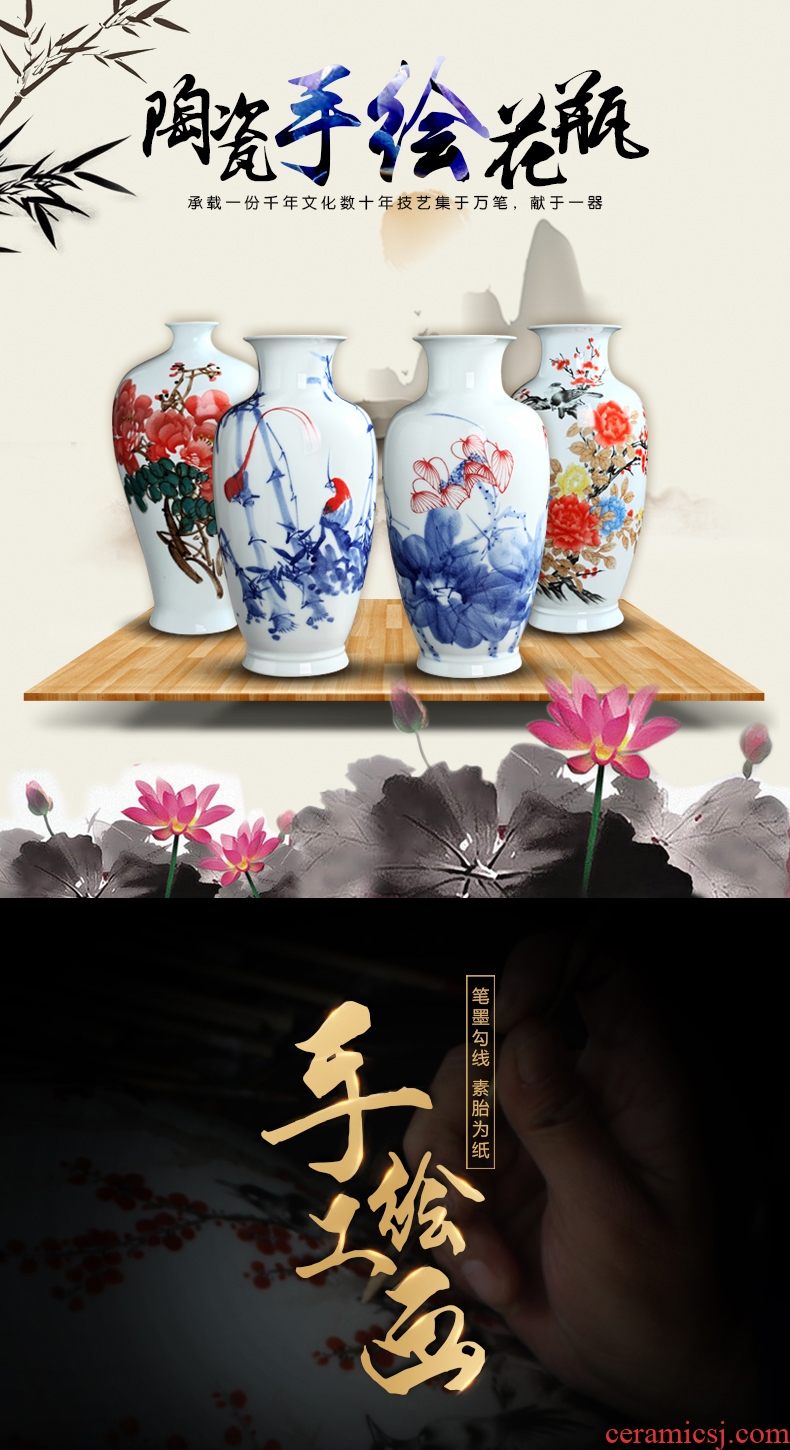 Jingdezhen handmade ceramic vase furnishing articles 041 hand-painted sitting room dry flower new Chinese style decoration decoration