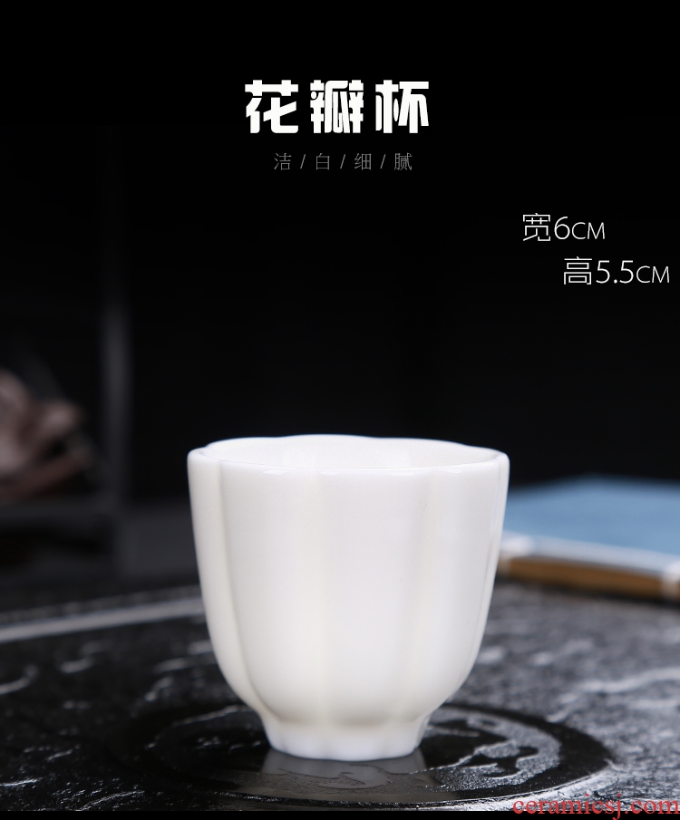 Four-walled yard suet jade small sample tea cup kung fu tea cups suit household ceramic masters cup bowl white porcelain