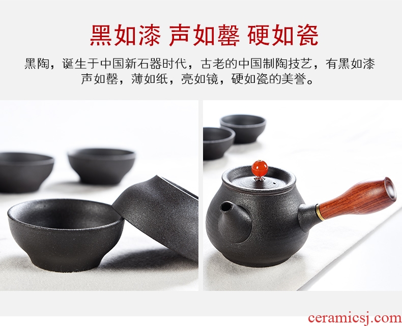 Porcelain god contracted Japanese tea ceremony household utensils suit real wood double stone mill ceramic cups tea tray tea tea