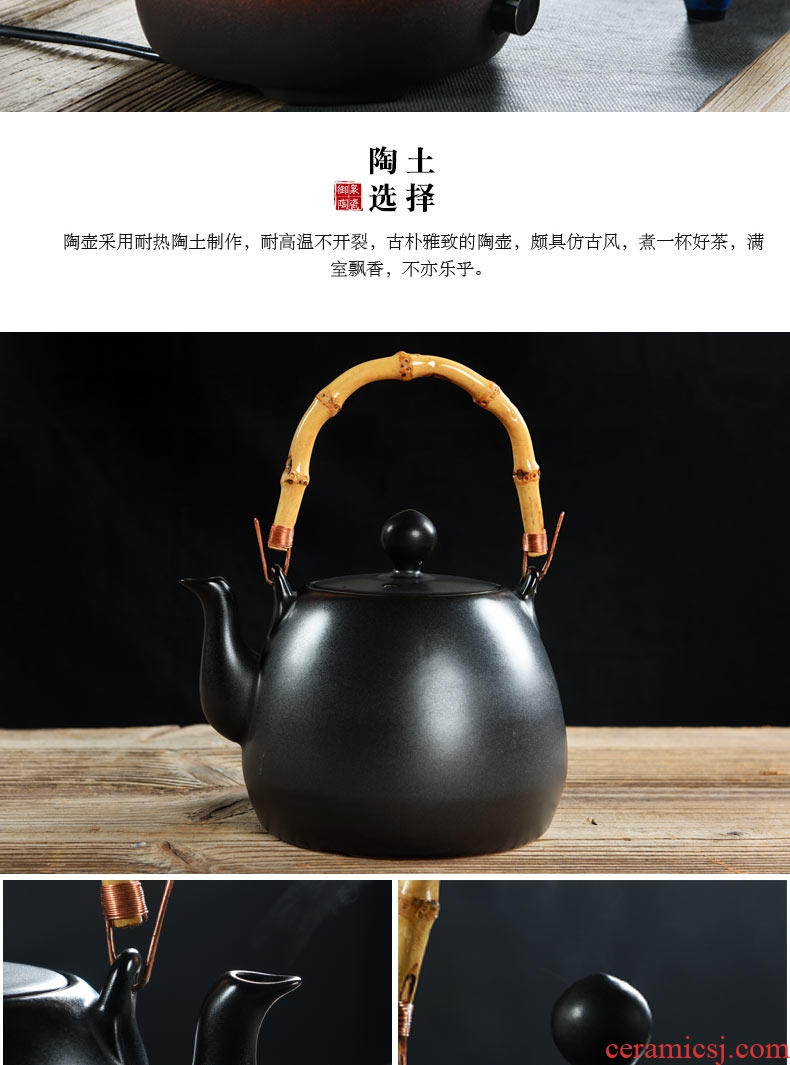 Imperial springs black pottery tea stove heating cooking kettle boil tea ware ceramic filter household electric teapot TaoLu kung fu tea set