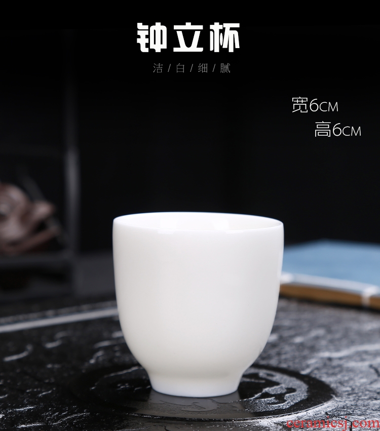 Four-walled yard suet jade small sample tea cup kung fu tea cups suit household ceramic masters cup bowl white porcelain