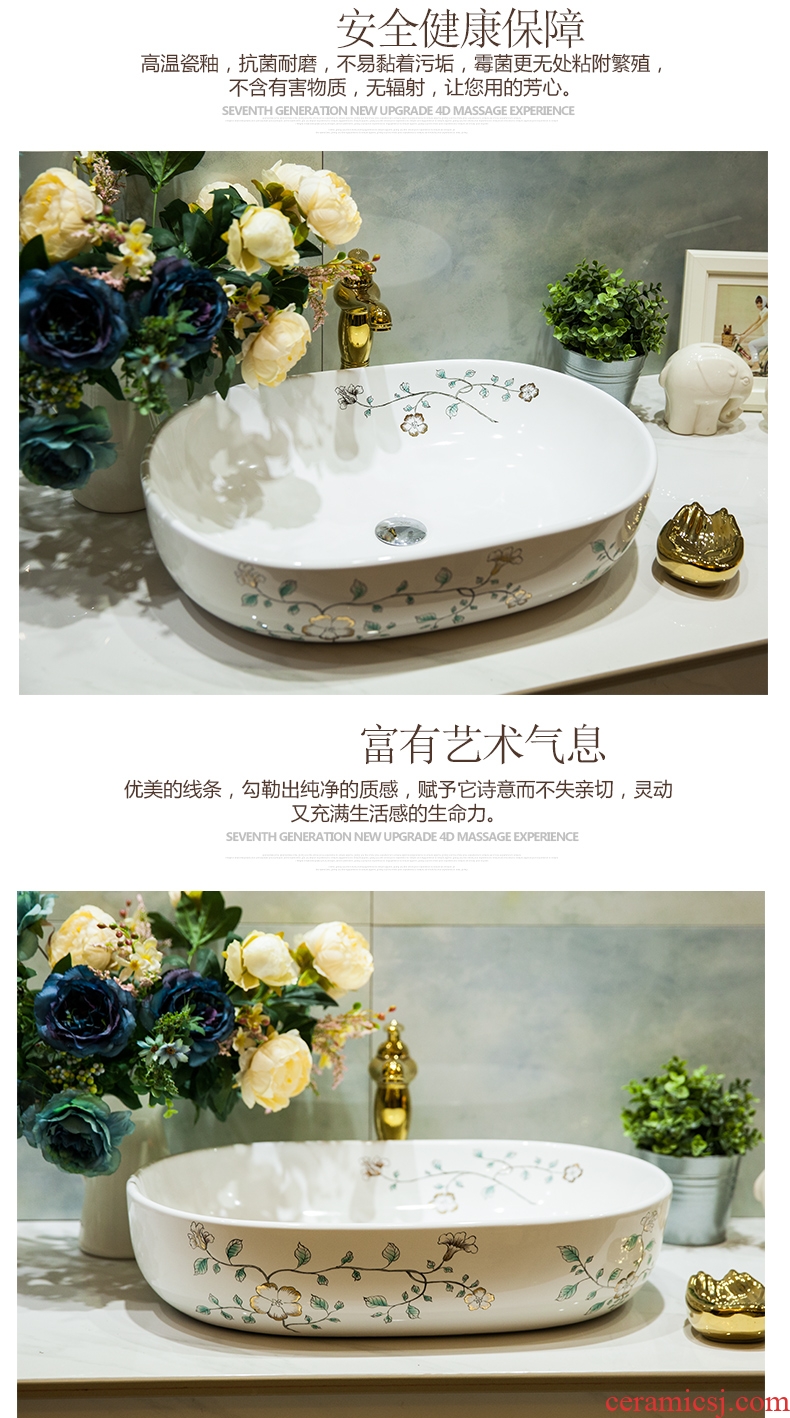Koh larn, qi ceramic sanitary ware of toilet stage basin sink toilet lavatory basin hand-painted gold orchid flowers