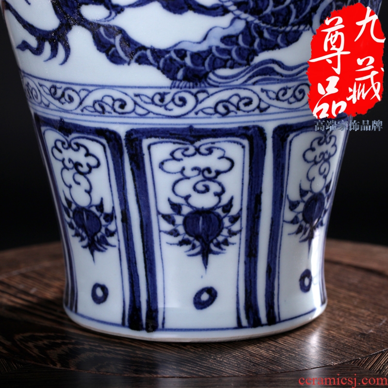 Jingdezhen ceramics imitation of yuan blue and white porcelain dragon plum bottle vase home sitting room adornment handicraft furnishing articles
