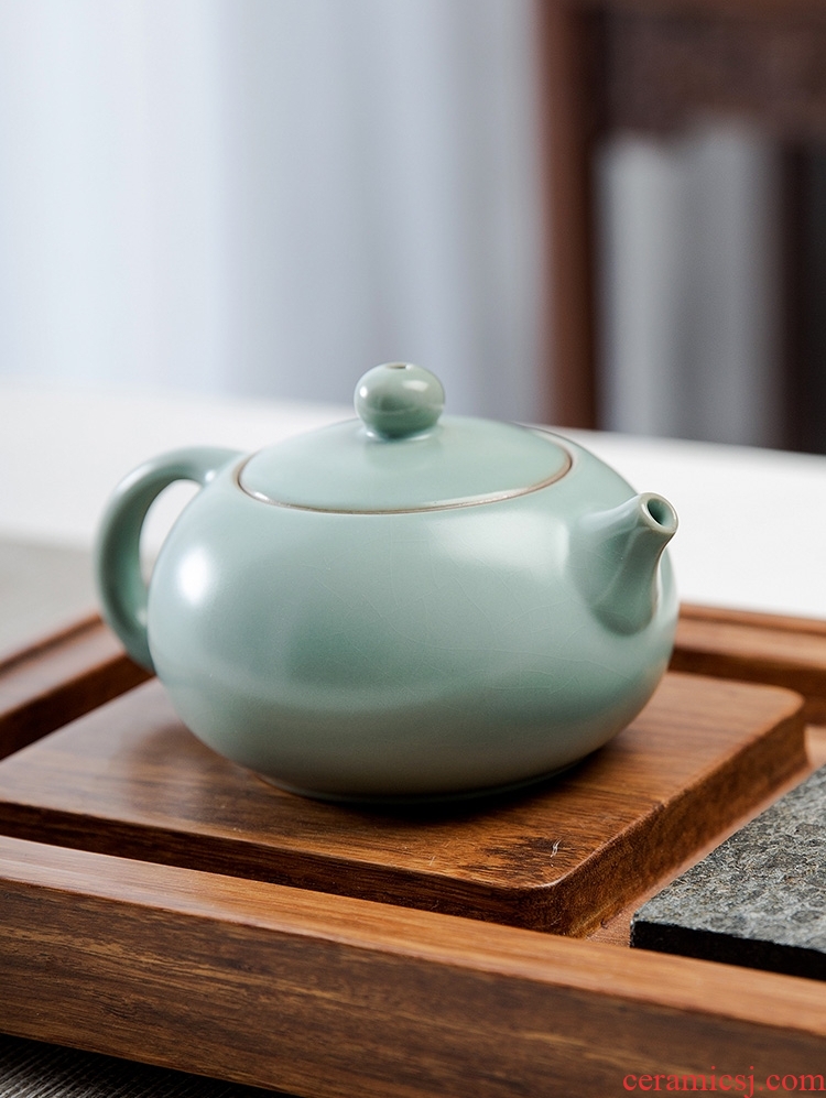 Your kiln kung fu tea set home office of jingdezhen ceramic ice crack glaze teapot tea cups of a complete set of sea