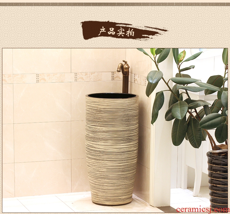 Jingdezhen ceramic basin art lavatory conjoined column column balcony sink bathroom sinks a whole column