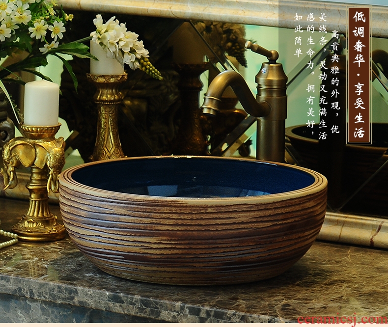 The stage basin sinks circular carving thickening basin hotel toilet lavabo lavatory archaize ceramic art