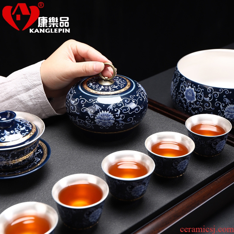 Recreational product township dark floating celadon pot of pu 'er tea tieguanyin sealed cans ceramic POTS awake storage jar