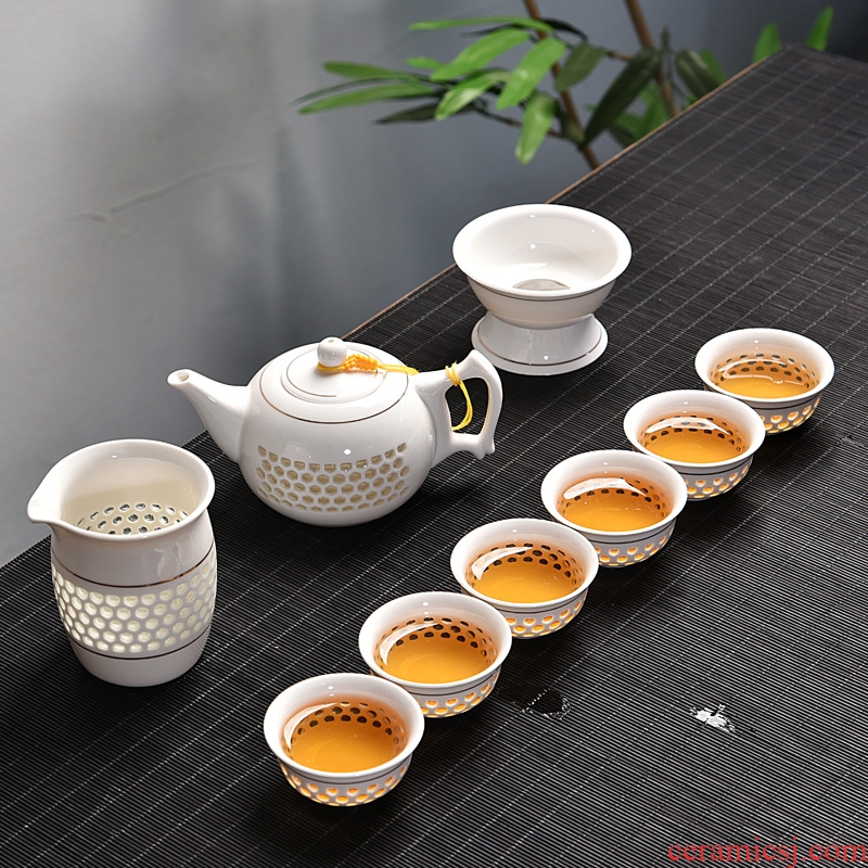 Gorgeous young creative household and exquisite ceramic kung fu tea set tea tray tureen teapot tea cup contracted with tea