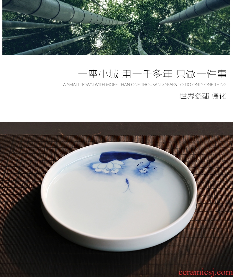 Yipin # $hand-painted lotus lotus pot bearing porcelain ceramic pot dry blister tray of the teapot tea tray kung fu tea accessories