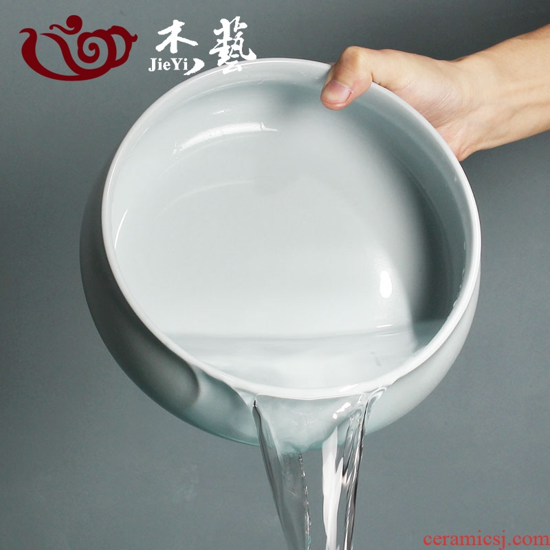 Jade art tea set your kiln tea wash a large piece of open your porcelain kung fu tea set ceramic bowl writing brush washer household tea ceremony with zero