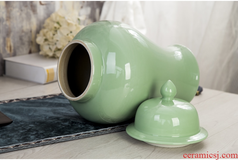 Jingdezhen ceramics general celadon pot vase example room sitting room of new Chinese style household soft adornment is placed