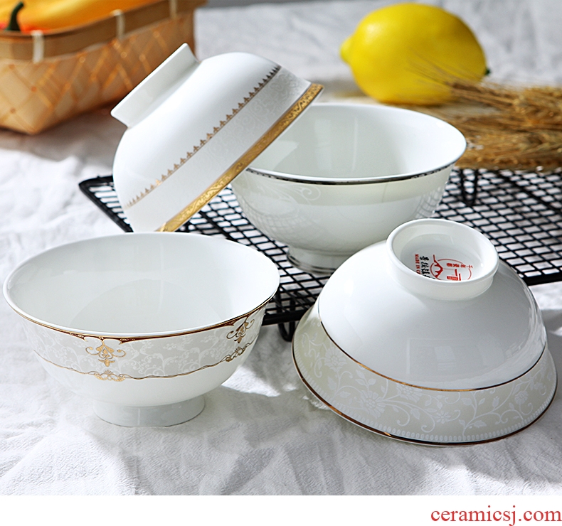 Bowl of household of jingdezhen ceramic bowl of salad bowl Chinese contracted bowl bowl ceramic bone China tableware hot tall bowl
