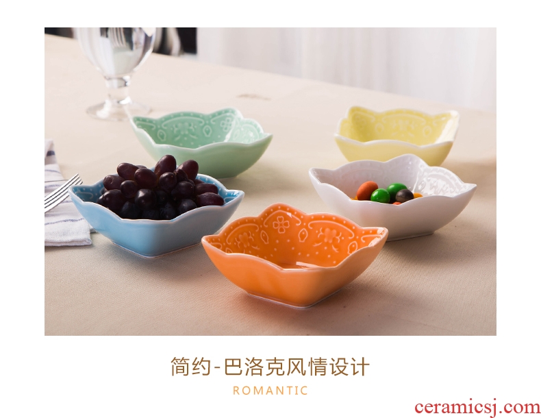 Household salad bowl to eat bubble rainbow noodle bowl round ceramic glaze lovely soup bowl tableware suit Japanese students