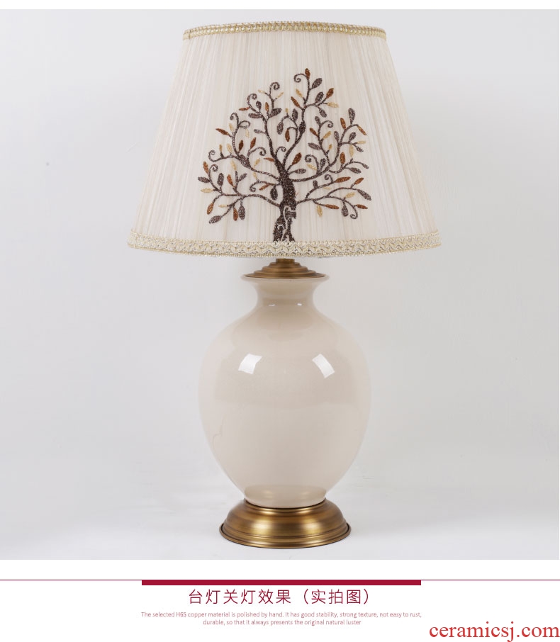 Contracted and contemporary ceramic desk lamp light sweet desk lamp of bedroom the head of a bed rural creative wedding table lamp sitting room lamps and lanterns