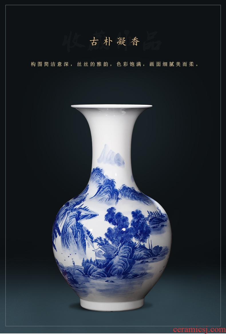 Antique blue and white porcelain of jingdezhen ceramics of large vases, flower arrangement of Chinese style living room home furnishing articles