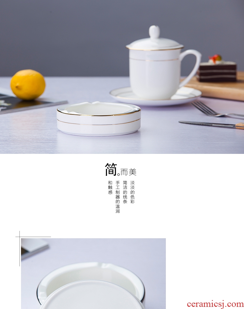 Jingdezhen porcelain white bone China hand paint practical ashtray ashtray home daily creative personality