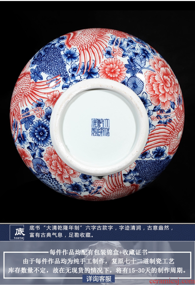 Jingdezhen ceramics creative manual imitation qianlong Chinese blue and white porcelain vase sitting room porch rich ancient frame furnishing articles