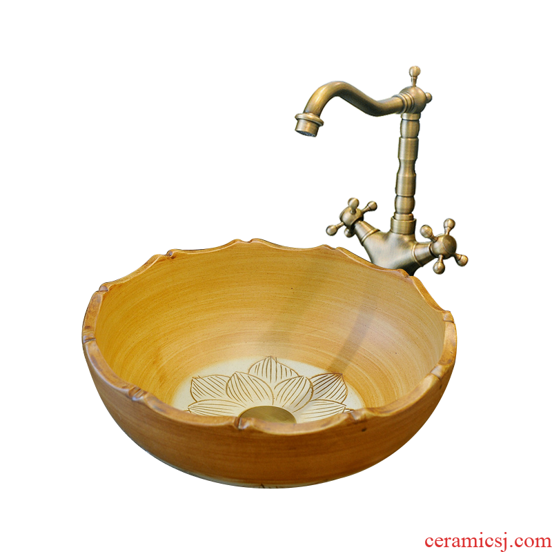 Package mail petals jingdezhen art basin modelling lavatory basin on hand & ndash; Lotus carving