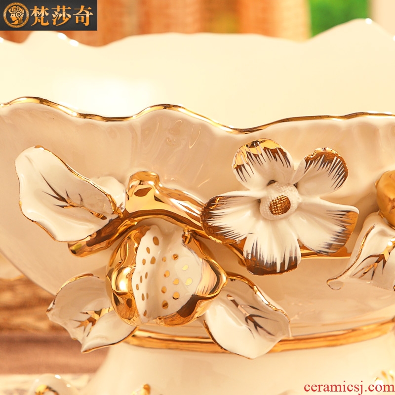 Brahman Sally's new creative luxury european-style compote large functional ceramic fruit bowl sitting room place a wedding gift