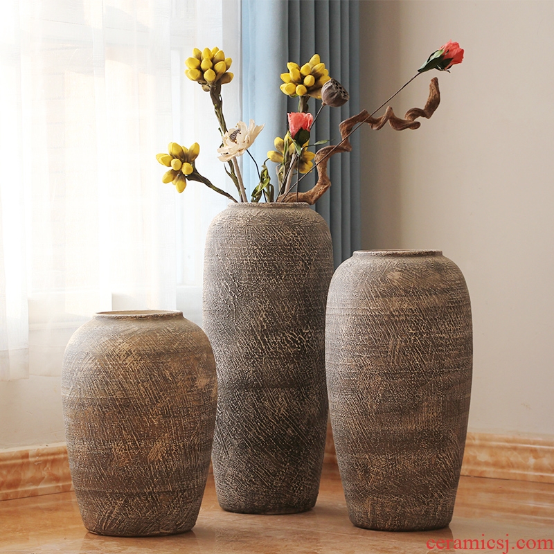 Jingdezhen do old vintage landing crude dry flower flower implement some ceramic jar jar earthenware vase do old big flowerpot soft