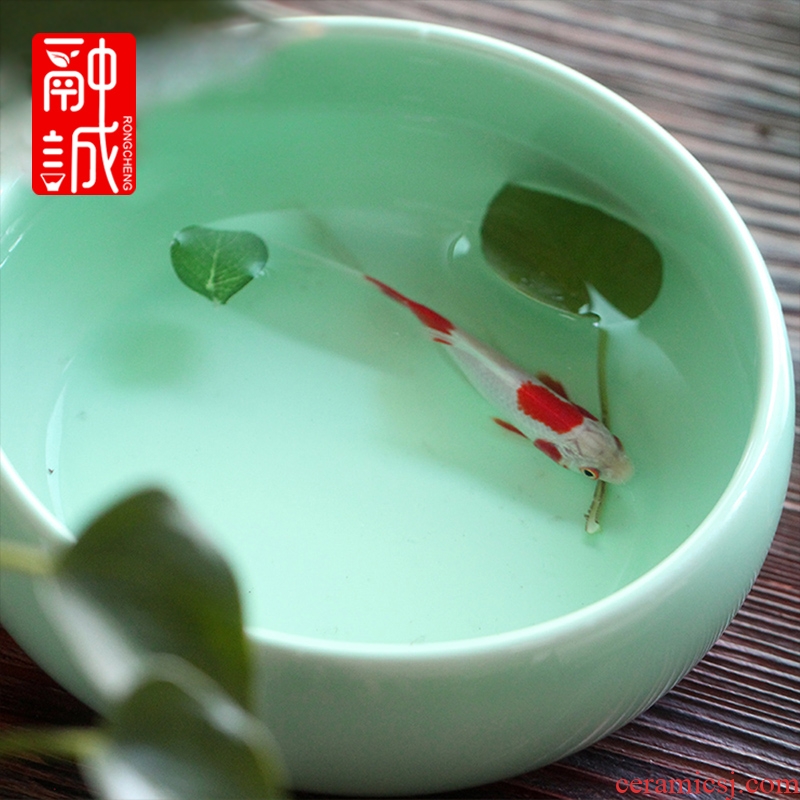 Melts if wash the ceramic tea set large 8 "longquan celadon tea writing brush washer wash water jar tea accessories cup bowl