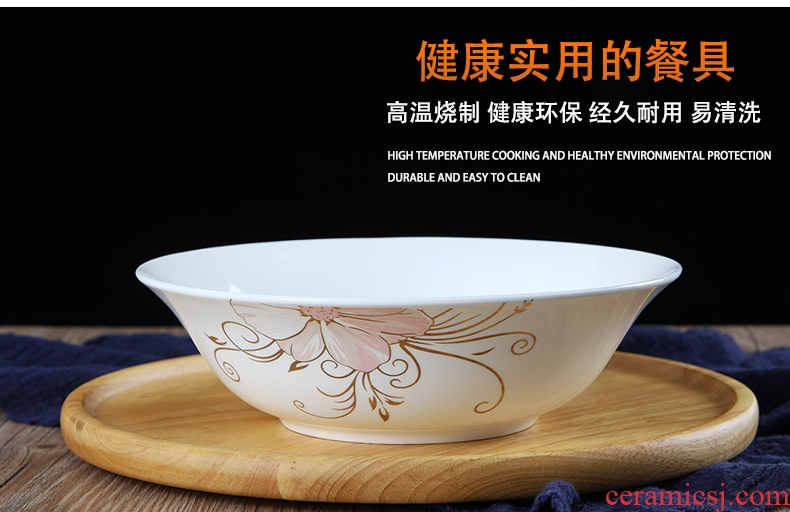 Jingdezhen ceramic household bowl bone China 9 inches large noodles soup bowl creative jobs microwave Korean dishes