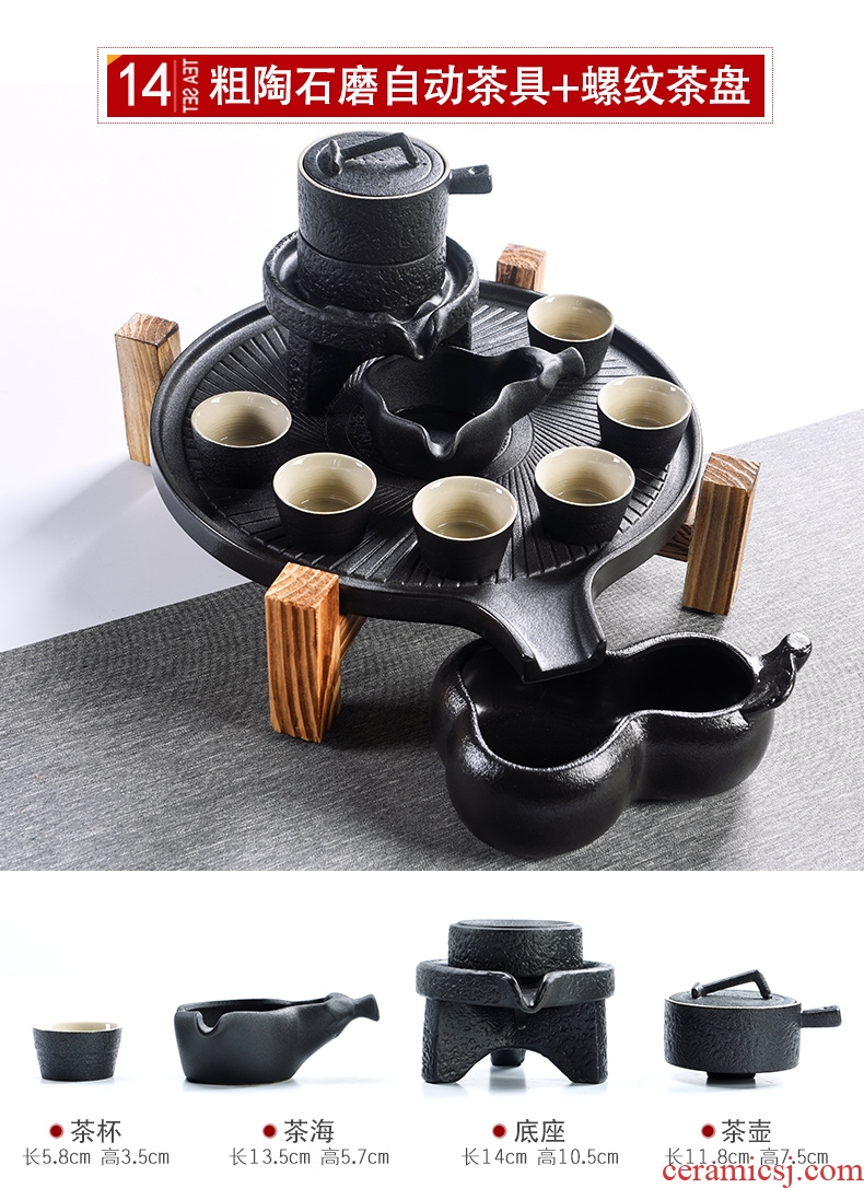 Porcelain god contracted Japanese tea ceremony household utensils suit real wood double stone mill ceramic cups tea tray tea tea