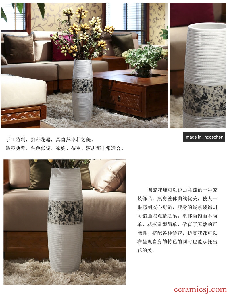 Big sitting room ground ceramic vase American household adornment high dry flower arranging flowers is placed large porcelain restoring ancient ways