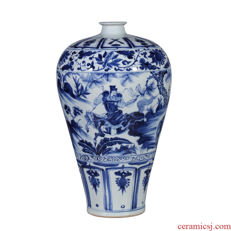 Blue and white porcelain of jingdezhen ceramics guanyao antique hand-painted porcelain vase new Chinese style home sitting room adornment is placed