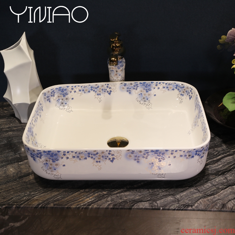 Basin sinks ceramic household European toilet lavabo, jingdezhen art stage basin rectangular basin