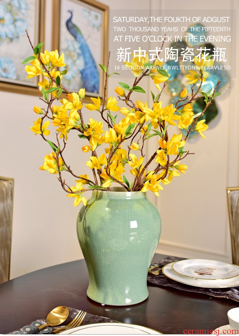 Murphy neoclassical monochromatic glazed pottery porcelain vase suit sitting room of new Chinese style household soft outfit creative floral decorations